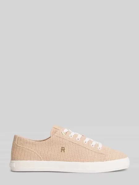 Sneakersy w niskim kroju w imitacji dzianiny z aplikacją z logo Tommy Hilfiger beżowe