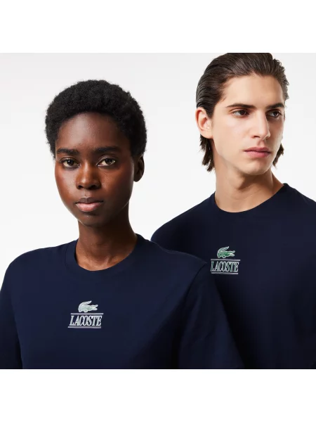 Lacoste Unisex T-Shirt Regular Fit Z Okrągłym Dekoltem granatowa