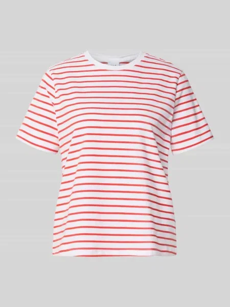 T-shirt z okrągłym dekoltem model NORA' Vila czerwona