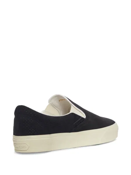 Sneakerși Tom Ford slip-on cu perforații negru