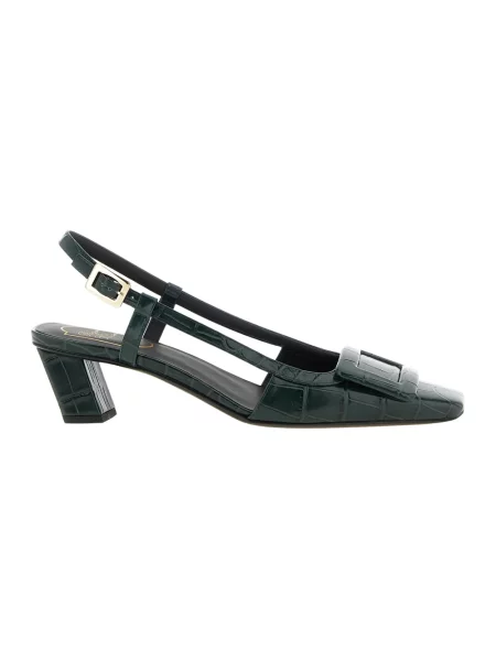 Czółenka Roger Vivier skórzana z otwartą piętą zielona