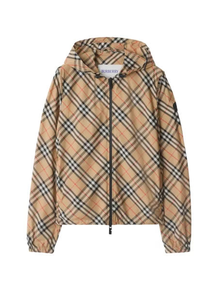 Geacă Burberry în carouri cu glugă