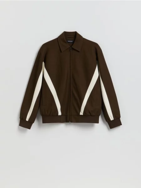 Reserved Geacă cu guler maro-închis maro