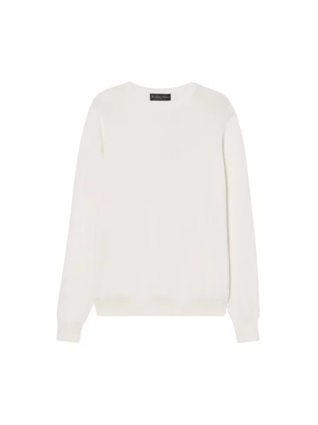 Sweter Brooks Brothers z okrągłym dekoltem biały