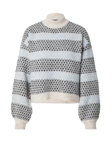 VERO MODA Pulover Trixie bej deschis / albastru deschis negru
