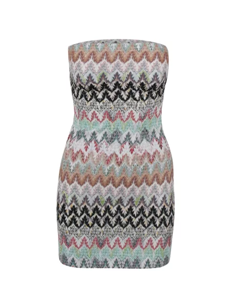 Плетена мини рокля Missoni без презрамки зелено