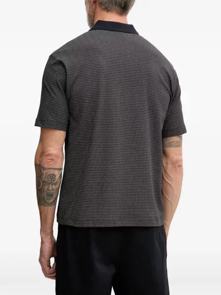 Tricou polo Armani Exchange cu imagine cu imprimeu geometric gri