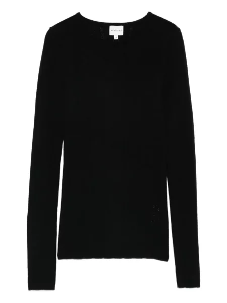 Tricou Herskind tricotate cu decolteu rotund lung negru