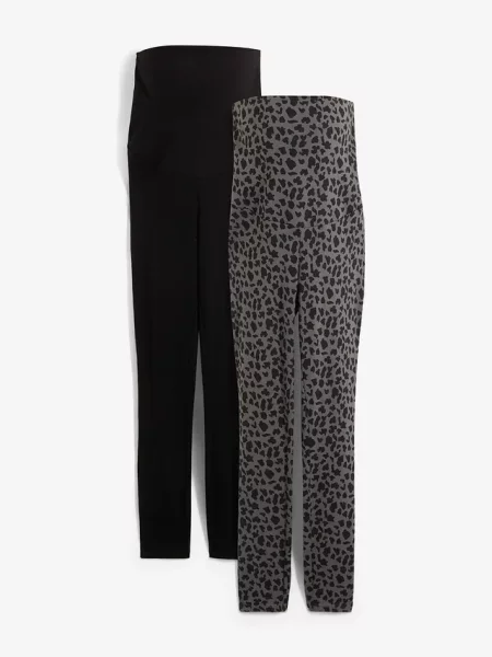 Legginsy ciążowe z bawełny organicznej 2 pary czarne