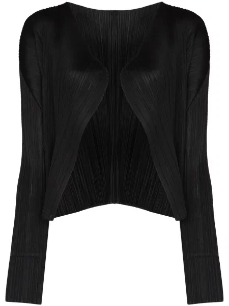 Cardigan Pleats Please Issey Miyake plisat lung negru