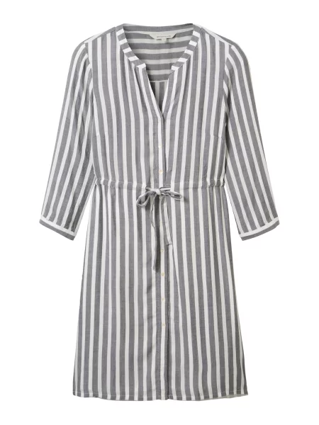 TOM TAILOR Rochie tip bluză gri / murdar alb