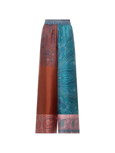 Pantaloni Pierre-louis Mascia cu model paisley cu picior lat albastru