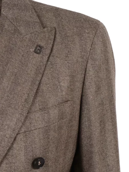 Sacou Brera cu model herringbone maro