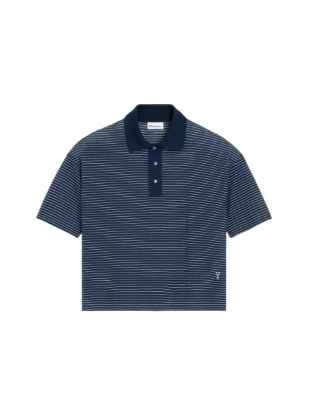 Koszulka Ami Paris w paski niebieska