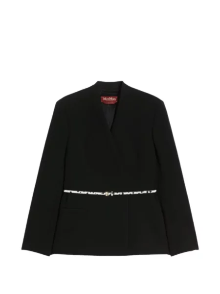 Cu centură geacă Max Mara cu două rânduri de nasturi negru