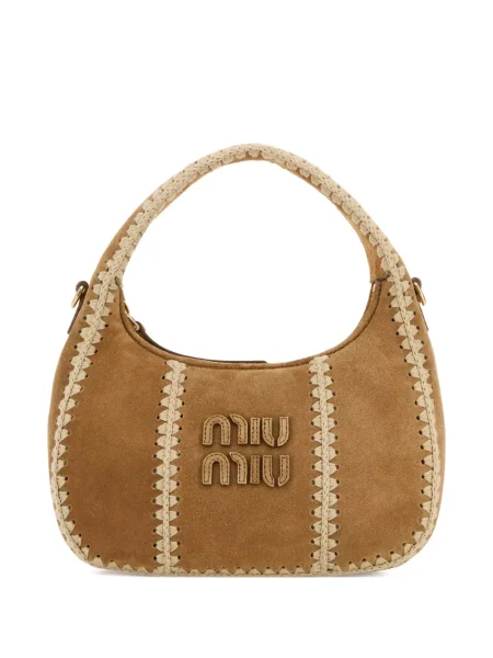 Geantă Miu Miu din piele de căprioară maro