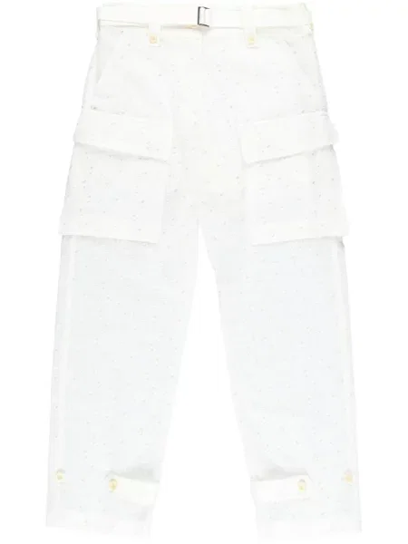 Pantaloni Sacai cu broderie alb