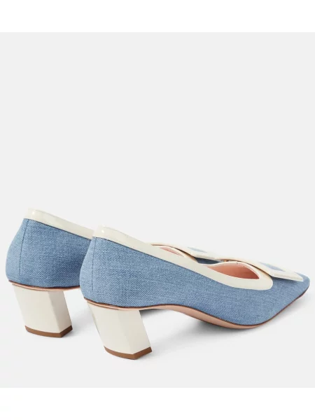 Pantofi cu toc Roger Vivier din canvas albastru