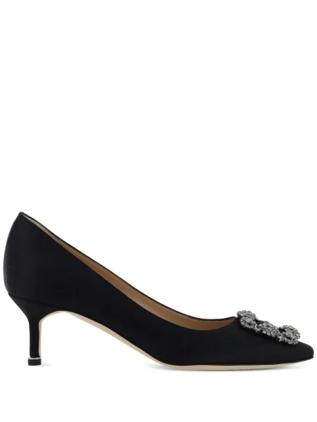 Pantofi cu toc Manolo Blahnik din satin negru
