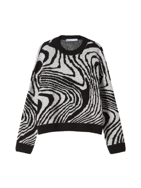 Bershka Pulover negru / alb