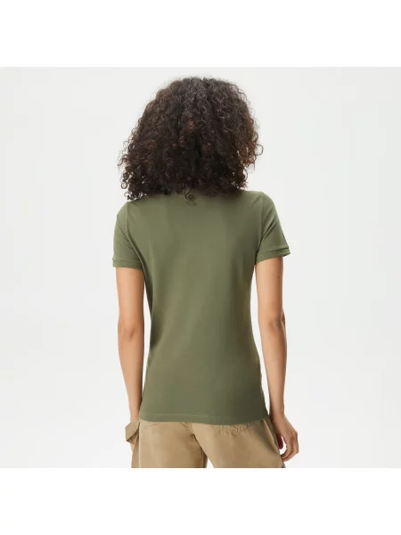 Lacoste Koszulka Polo Z Elastycznej Piki Bawełnianej Slim Fit zielony