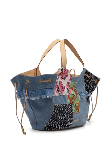 Geantă shopper Pinko cu model floral cu imagine albastru