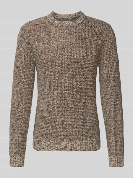 Sweter z dzianiny z prążkowanymi wykończeniami model ‘LIAM’ Jack & Jones beżowy
