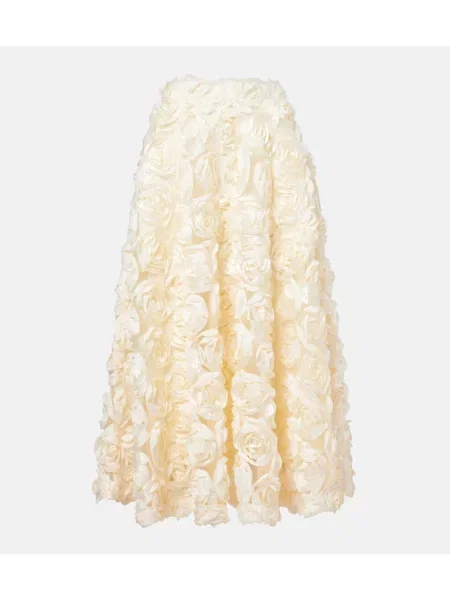 Fustă midi Rotate cu model floral până la genunchi alb