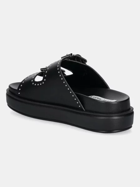 Кожаные шлепанцы Steve Madden на платформе черные