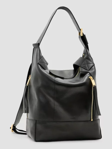 Шкіряна сумочка AllSaints ALBA чорний