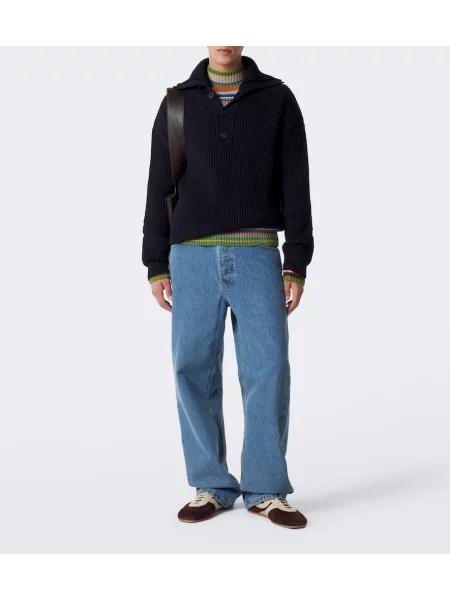Pulover Dries Van Noten de lână albastru