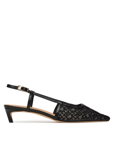 Sandali Tommy Hilfiger Mono Squared Toe Kitten Slingb črna