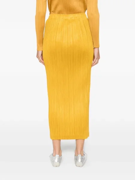 Fusta plisata Pleats Please Issey Miyake plisată galben