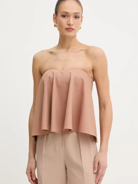 Twinset bluza z odkritimi rameni z dodatkom volne rjava