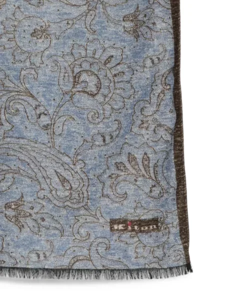 Κασκόλ Kiton με κρόσσια paisley μπλε