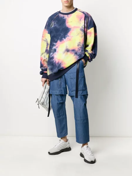 Вратовръзка Juun.j с кръгло деколте с tie-dye ефект връзки синьо