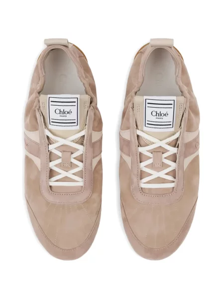 Sneakerși Chloé cu șireturi din dantelă roz