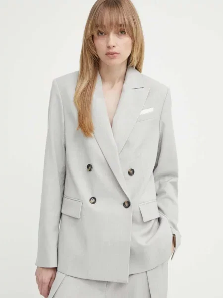 Day Birger et Mikkelsen sacou din lana cu doua randuri de neted gri