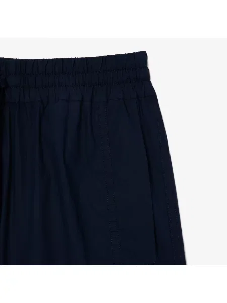 Lacoste Spodnie Oversize Z Mieszanki Bawełny Z Szerokimi Nogawkami granatowe