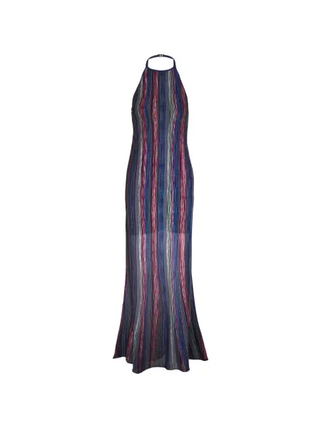 Rochie Missoni cu gât halter albastru