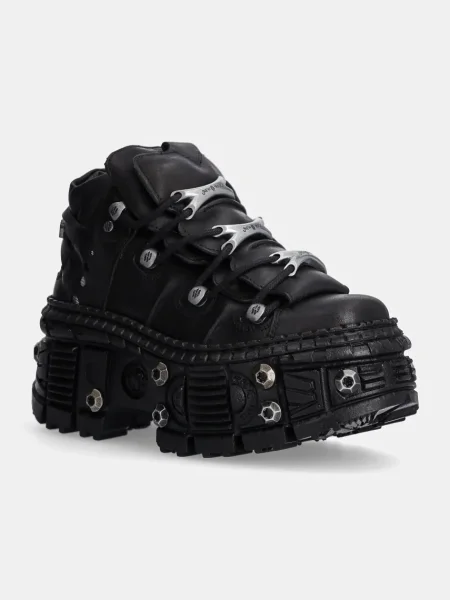 New Rock sneakers din piele Crust Negro + Tank Casco Negro negru