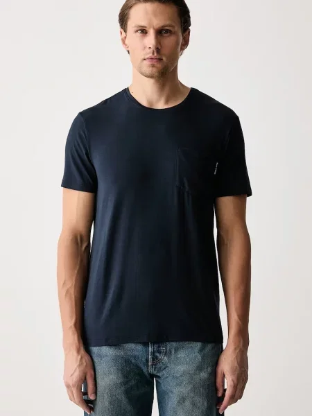 Marc O'Polo T-shirt basic z modalem granatowa