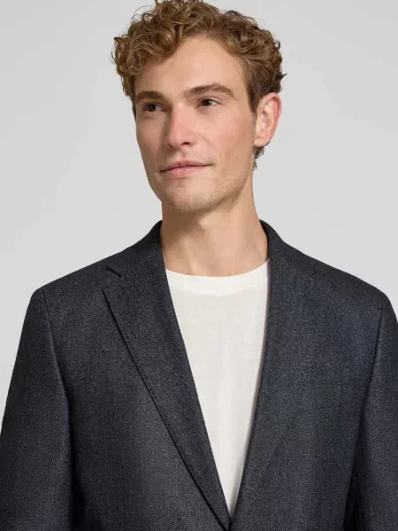 Marynarka o kroju slim fit z mieszanki wełny z dodatkiem kaszmiru model H-Hutson' Boss granatowa