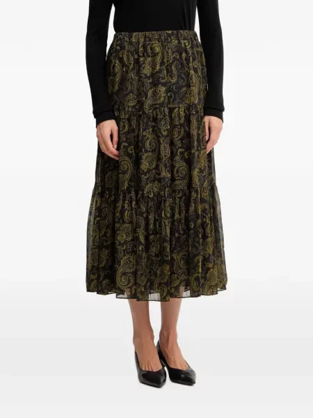 Fustă din piele Michael Michael Kors cu model paisley cu autograf negru