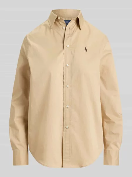 Bluzka koszulowa o kroju relaxed fit z czystej bawełny Polo Ralph Lauren beżowa