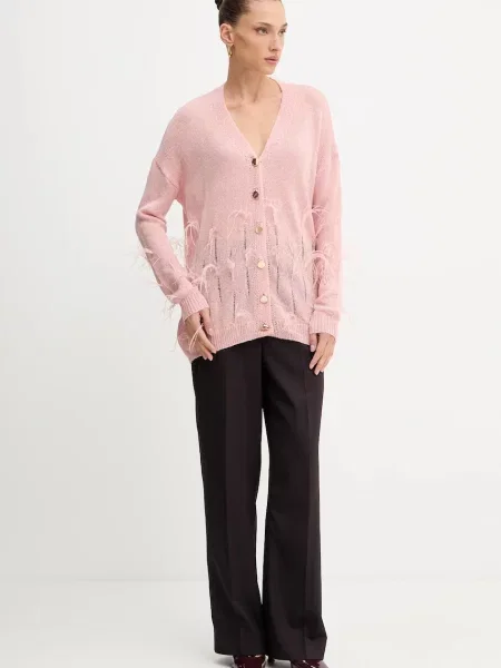 Кардиган з домішкою вовни Fracomina рожевий