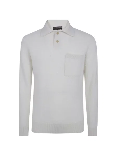 Tricou polo Filippo De Laurentiis tricotate alb