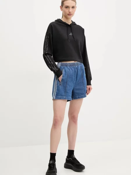 Talia szorty jeansowe Adidas z wysoką talią niebieskie