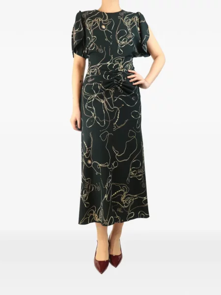 Rochie midi Victoria Beckham cu imagine verde