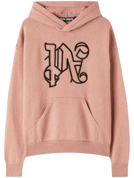 Hanorac cu glugă Palm Angels cu broderie roz